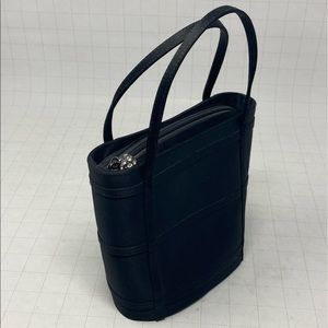 Mini Carlo Fellini black satin bucket evening bag w/ jeweled zipper ball charm